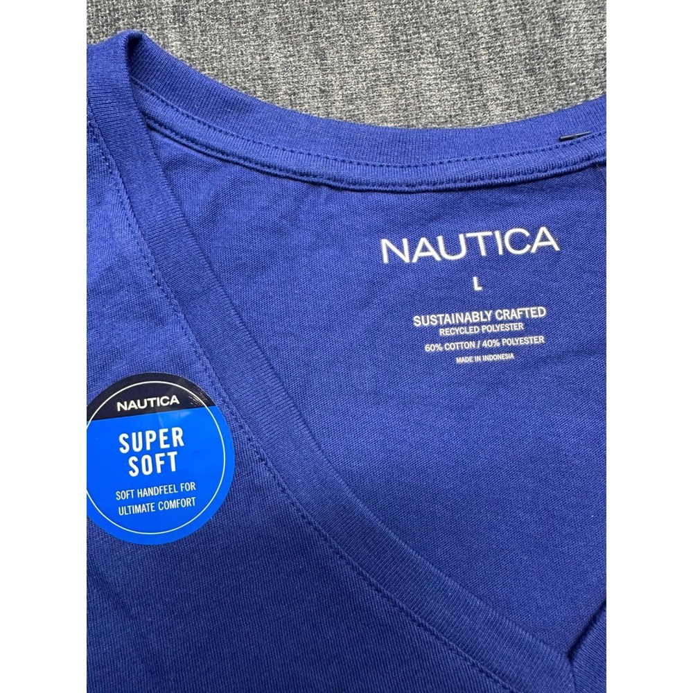 Nautica Mens Sustainably Crafted Super Soft V-Neck T-Shirt Marina Blue Large NEW - Picture 3 of 10